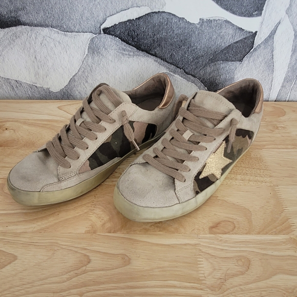 ShuShop Shoes - ShuShop Taupe Camo Sneakers with Gold Star